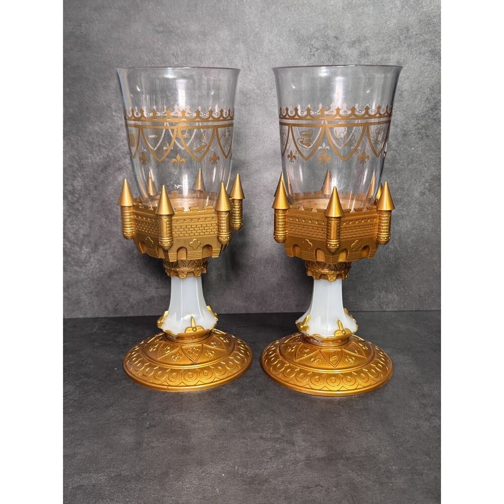 Disney Parks Be Our Guest Beauty & the Beast Goblet Cups Set of 2 Light Up